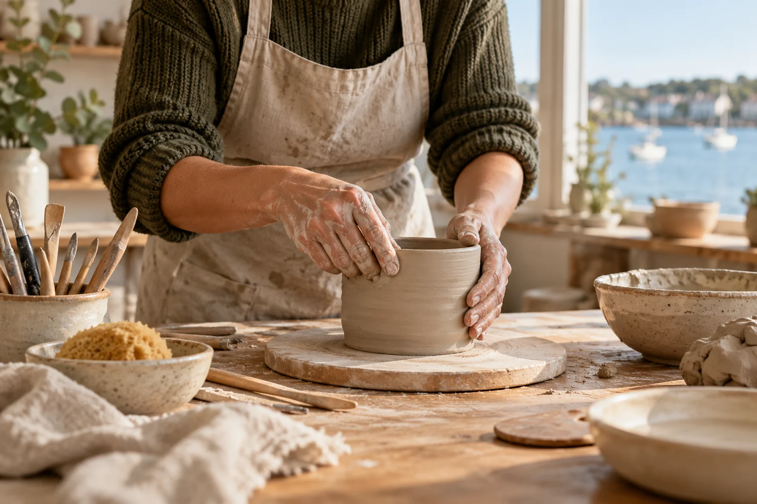 Hand-built clay vessel