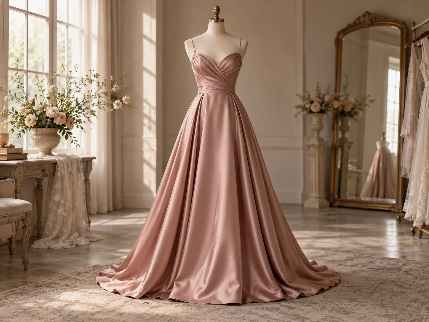 Satin evening gown
