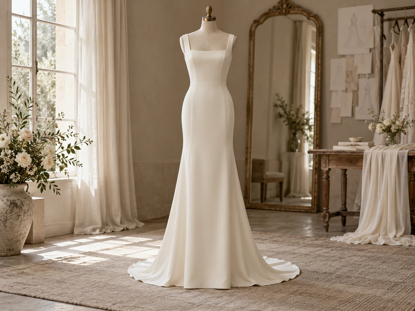 Crepe column gown