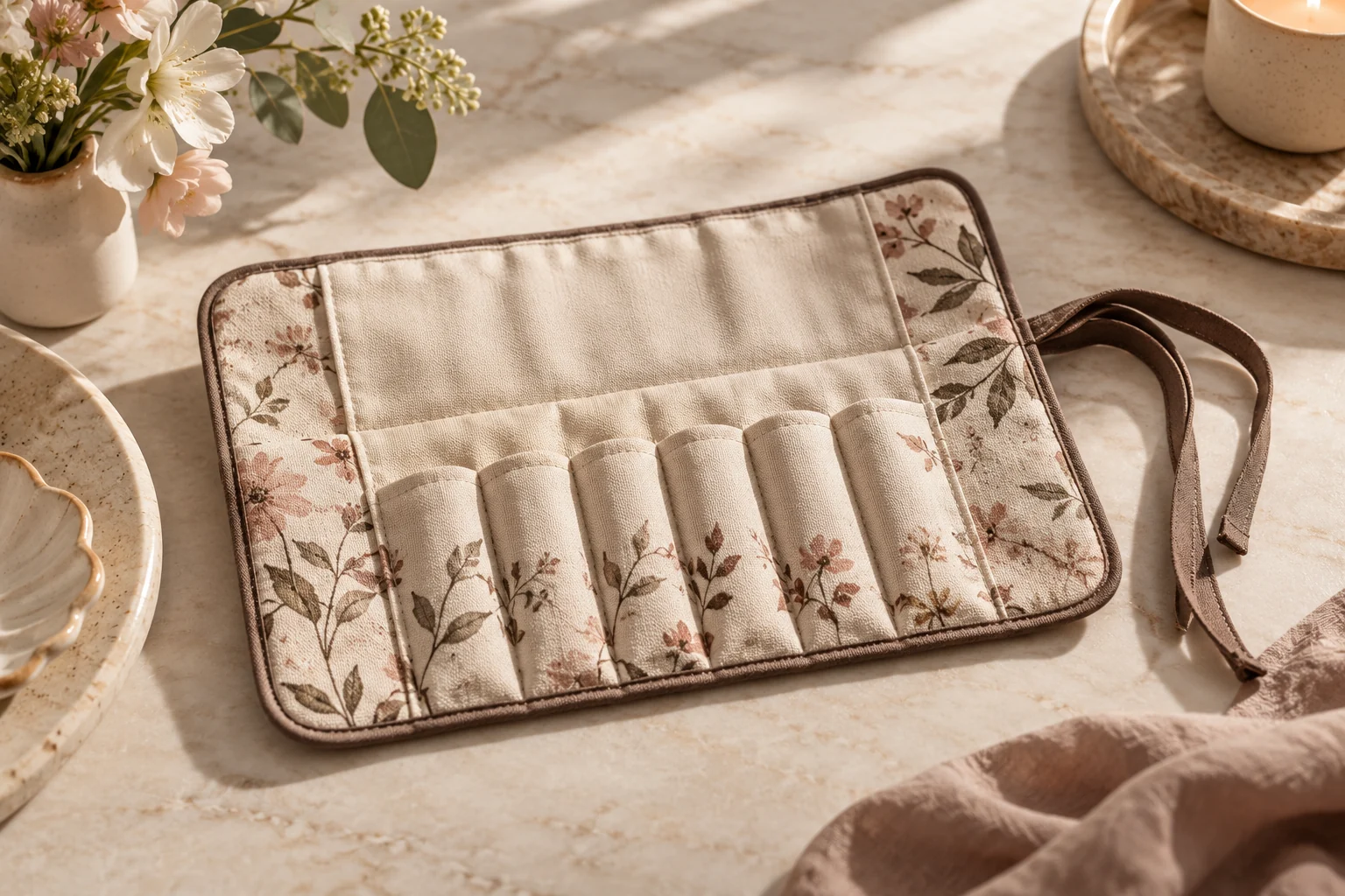 Makeup brush roll
