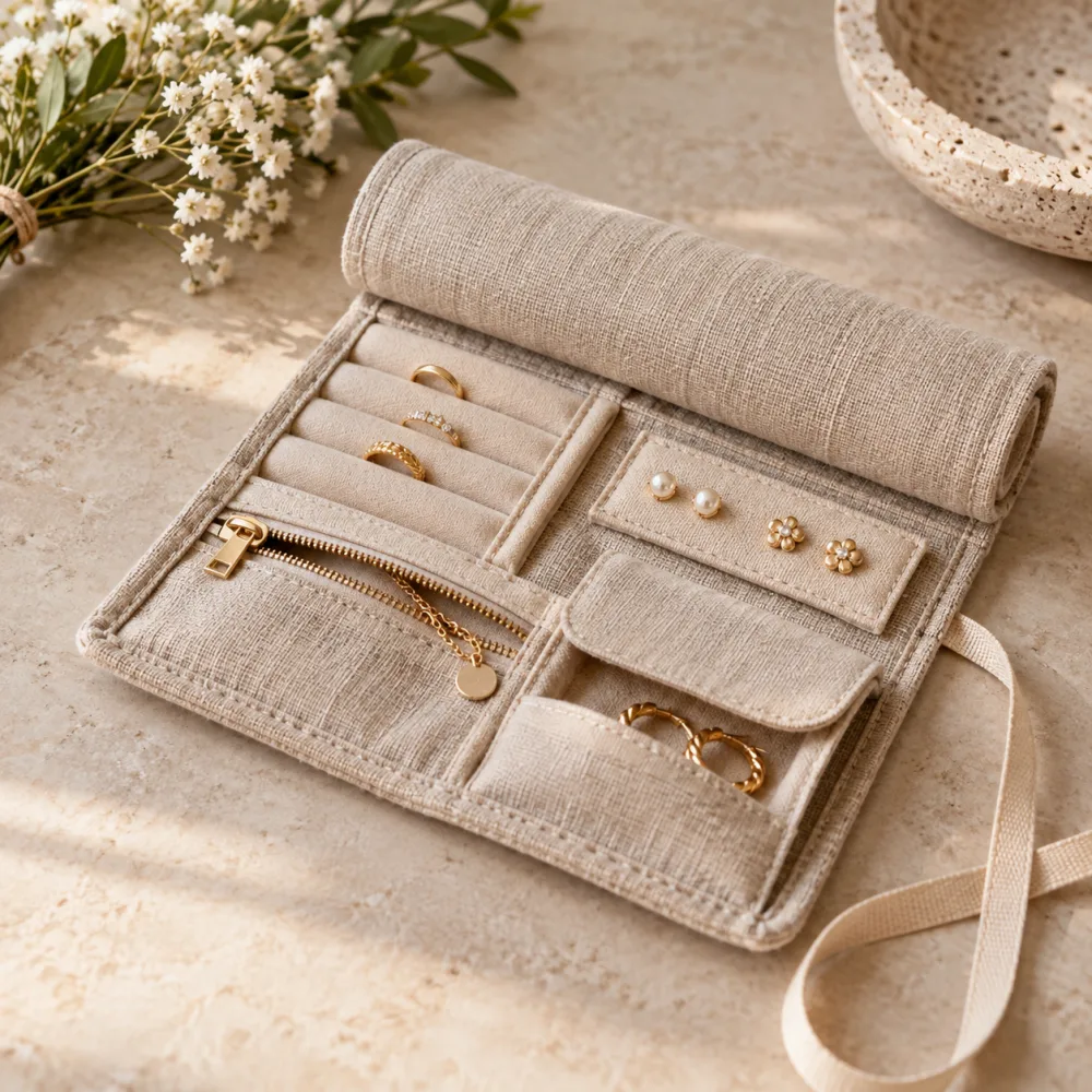 Linen Jewelry Roll