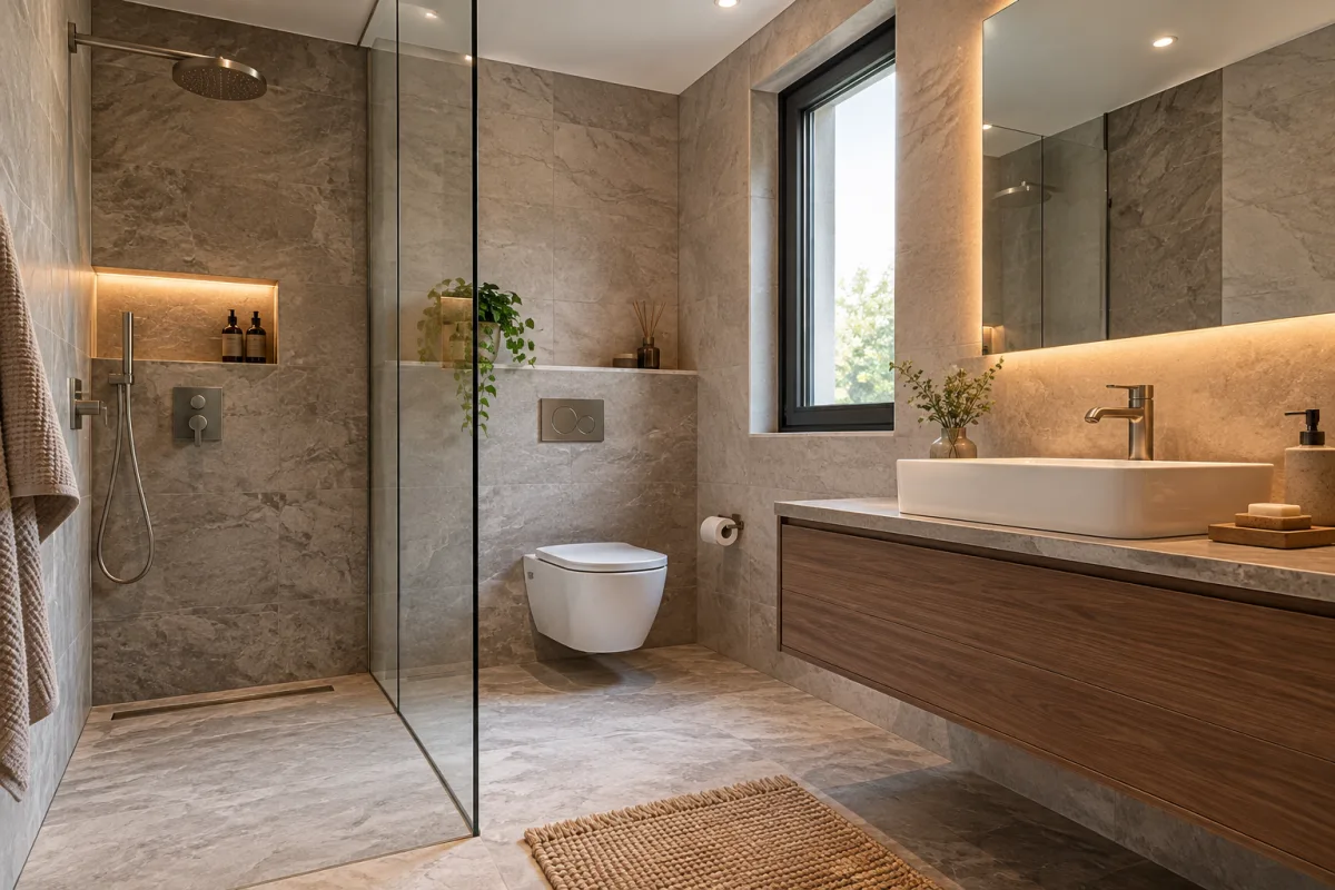 Banyo yenileme konsepti — yapay zekayla üretilmiş kurgusal konsept